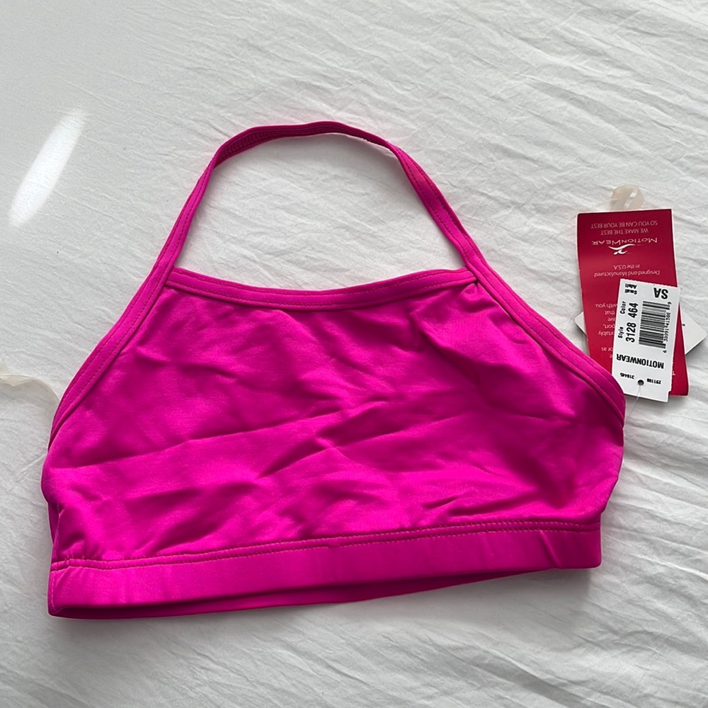MotionWear Halter Crop Bra Top Sports Dance Gymnastics size Adult Large Pink NEW